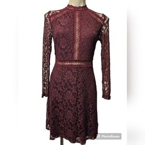 4/$25 Charlotte Russe Lace Party Dress Wine Size M lined.